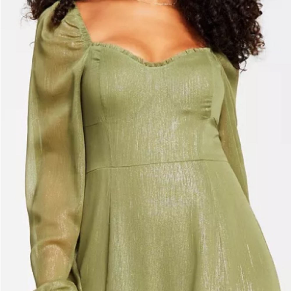 Bustier Side-Slit Ruffled-Trim Dress, - Picture 5 of 5